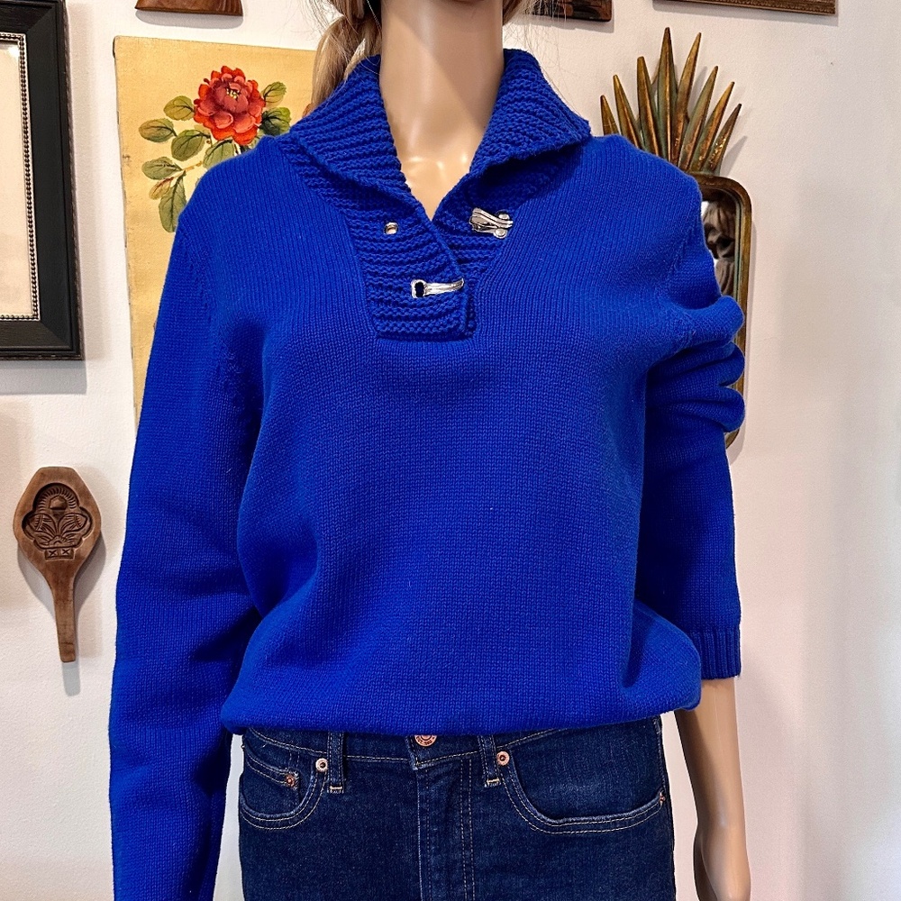Lauren RL Shawl Collar Sweater in Electric Blue Sz L
